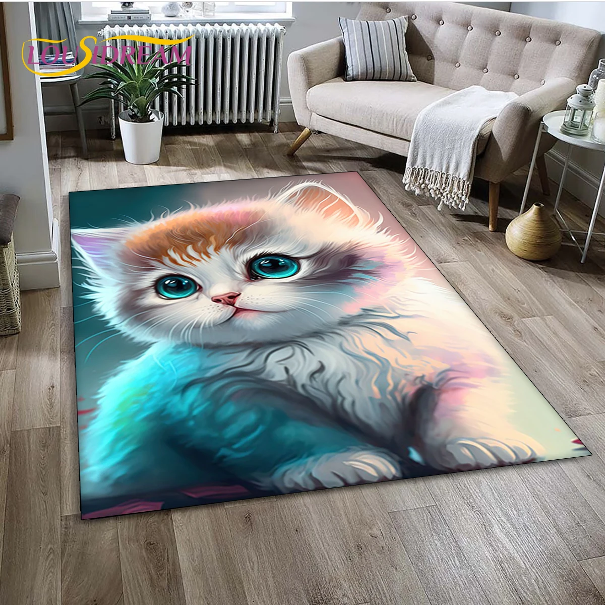 Cartoon Cute Calico Cat,Garfield Cat,Persian Cat,Ragdoll Carpet Rug for Home Living Room Bedroom Sofa Doormat Decor,kid Non-slip