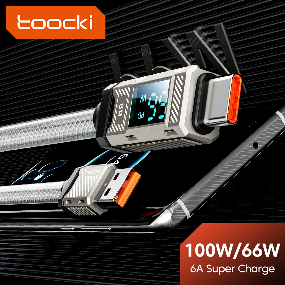 

Toocki PD 66W 6A USB C Кабель для быстрой зарядки Тип C Дисплей Кабель для Huawei Mate 60 50 P70 60 Pro Xiaomi Samsung Шнур для передачи данных ноутбука