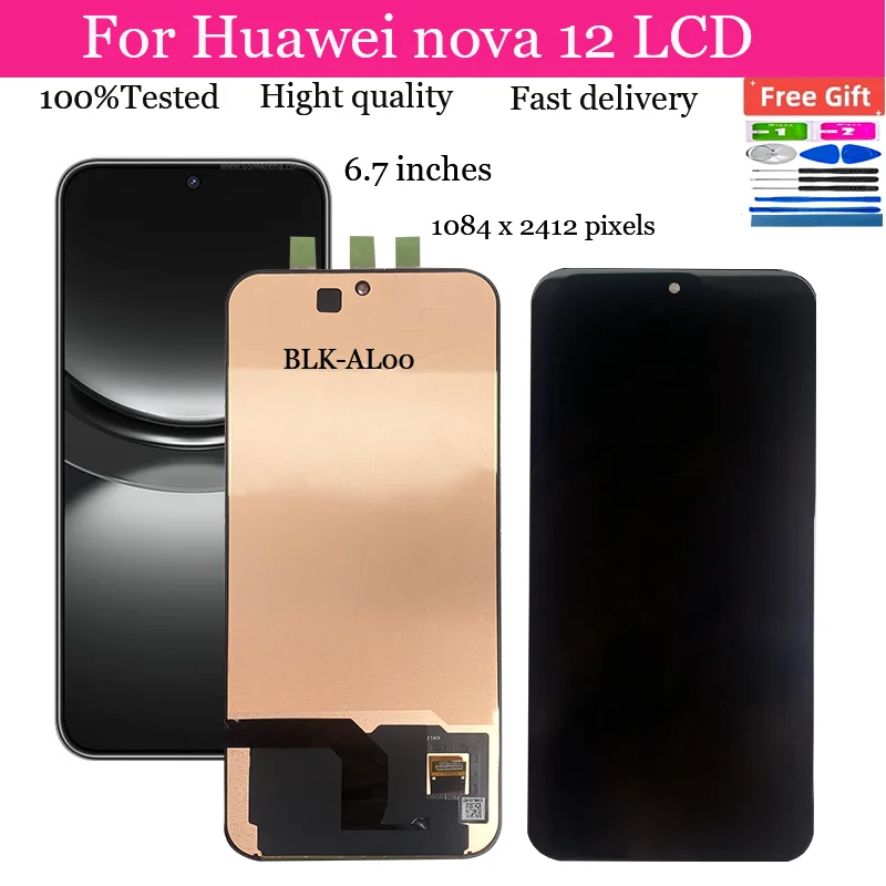 6.7''Original For Huawei nova 12 LCD Display BLK-AL00 Touch Screen Digitier Assembly For Huawei nova 12 LCD Replacement Parts