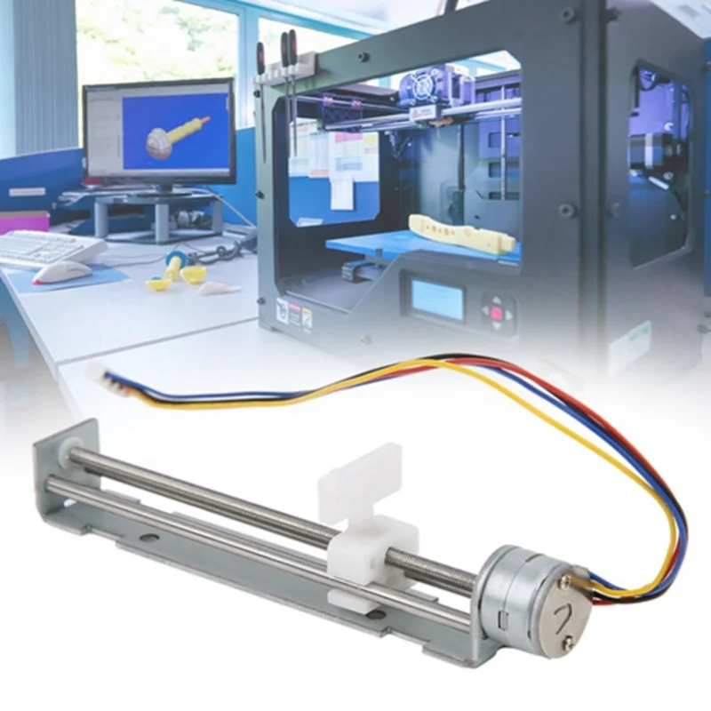2-фазный 4-проводной линейный шаговый двигатель, винтовой направляющий стол, напряжение привода 4–9 В 18 °   Шаговый угол