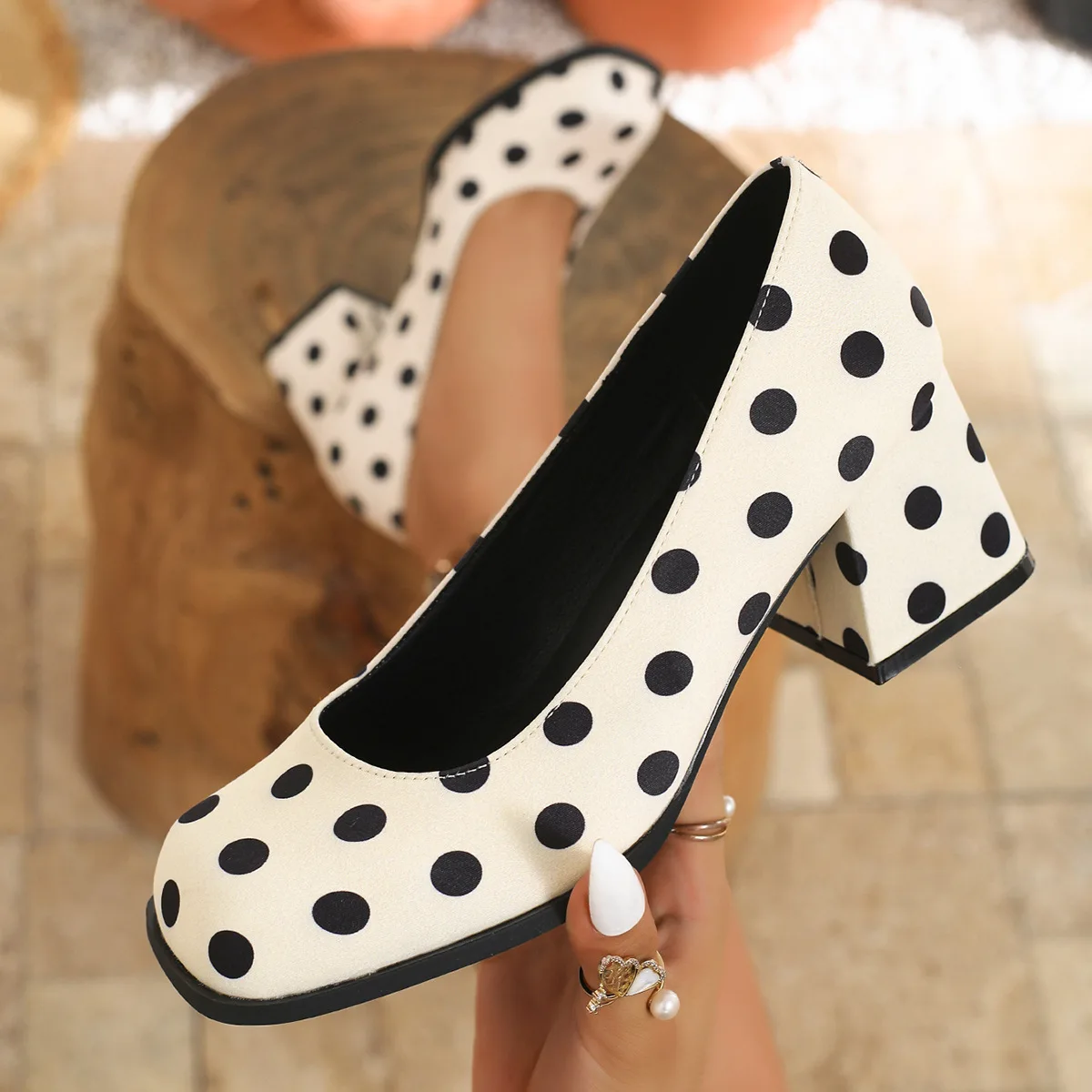 

Bloomsteps Comfortable Square-Toed Women's Shoes 2025 New Thick-Heeled Formal High Heels Office Black Work Shoes