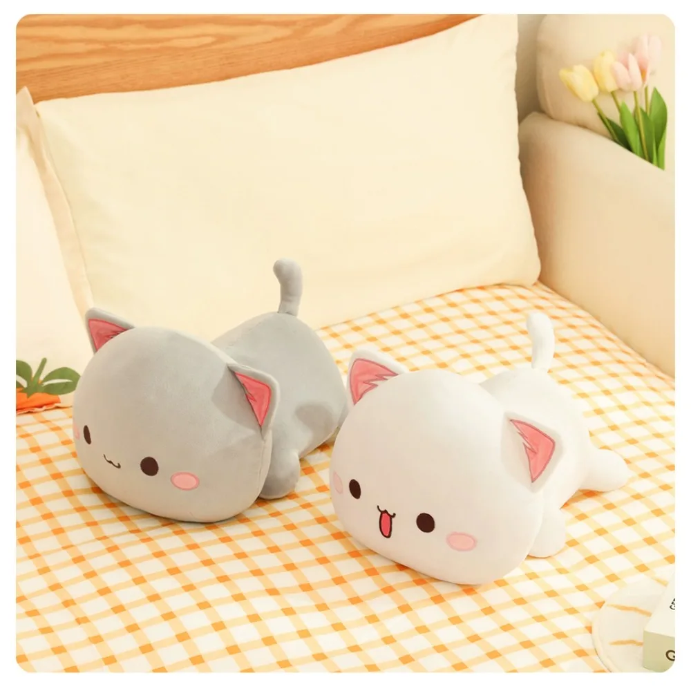 Peach Cat Plush Doll lovely Cartoon dolls 3D emoticons Sleeping Pillow appease Kawaii birthday present Kids toy Gifts PP cotton