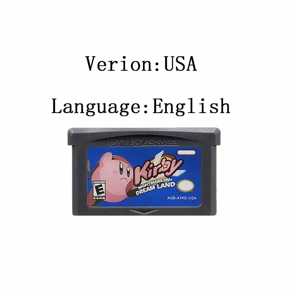 Hot GBA Kirby Game Cartridge 32-Bit Video Game Console Card  English version  Amazing Mirror Nightmare in Dream Land for GBA NDS