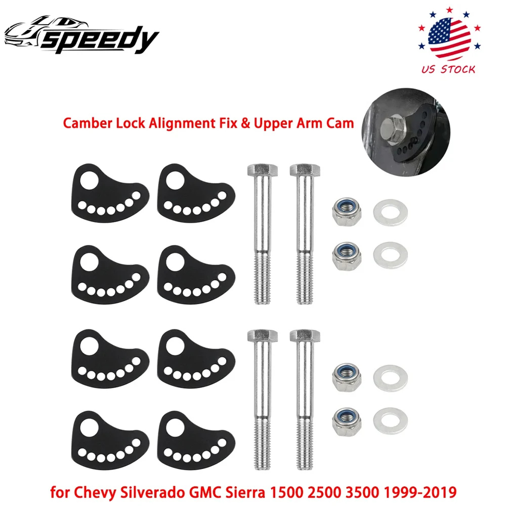 

For 1999-2019 CHEVROLET SILVERADO GMC SIERRA 1500 2WD 4WD Camber Lock Alignment Fix Upper Arm Cam Bolt Kit