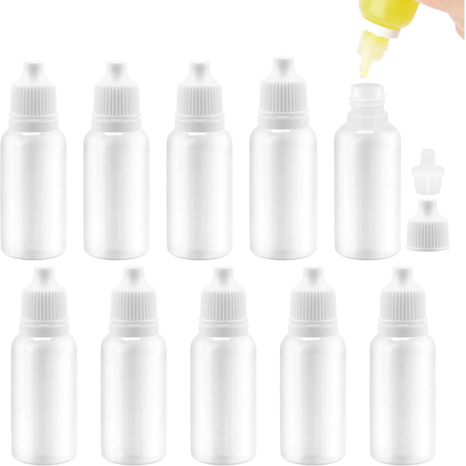 1000Pcs Plastic Dropper Bottle, Eye Dropper Bottle, 15ML Empty Plastic Squeezable Eye Dropper bottle LDPE with Childproof Cap