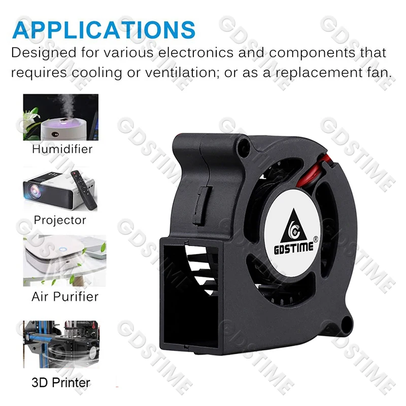 Wentylator Gdstime 5015 24V, wentylator ślimakowy 4010, 2PIN DC 5V 12V, mini wentylator do drukarki 3D, wentylator chłodzący 7015 7530, wentylator turbo 3010 5020, wentylator radialny. — zdjęcie produktu 3