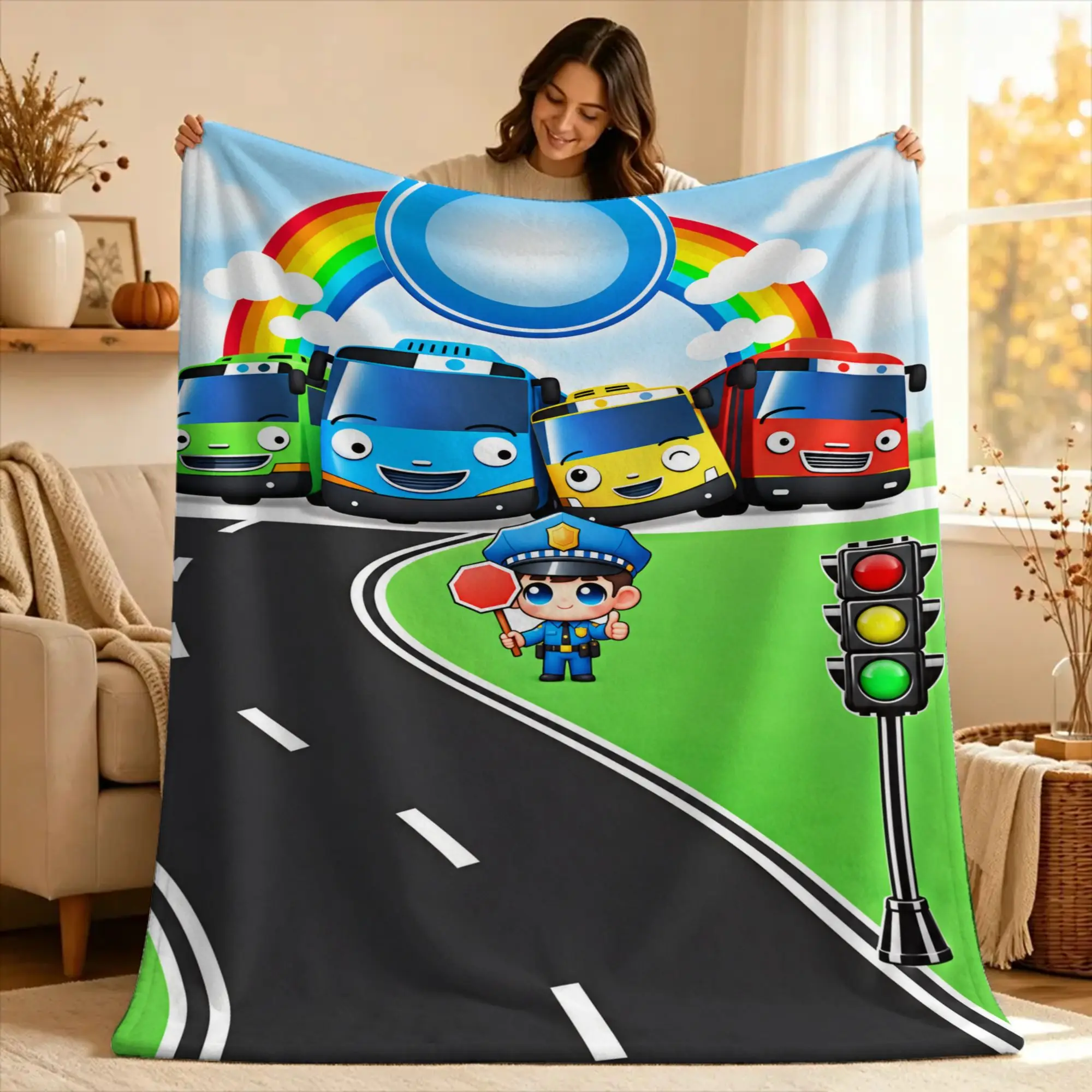 T-Tayo the L-Little Bus  Blanket  Travel Office Flannel Bedding Throws For Couch Bed Super Soft Customized Quality Bedspread