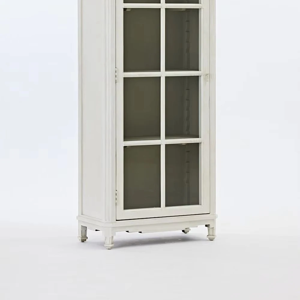 ！@European-Style Solid Wood Furniture Recycled Pine Classic Wooden Cabinets Glass Door for Living Room Use