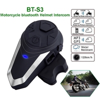BT-S3 Bluetooth Motorcycle Helmet Intercom Headset Headphones BTS3 Motorbike Communication System With FM Radio For 3 Riders