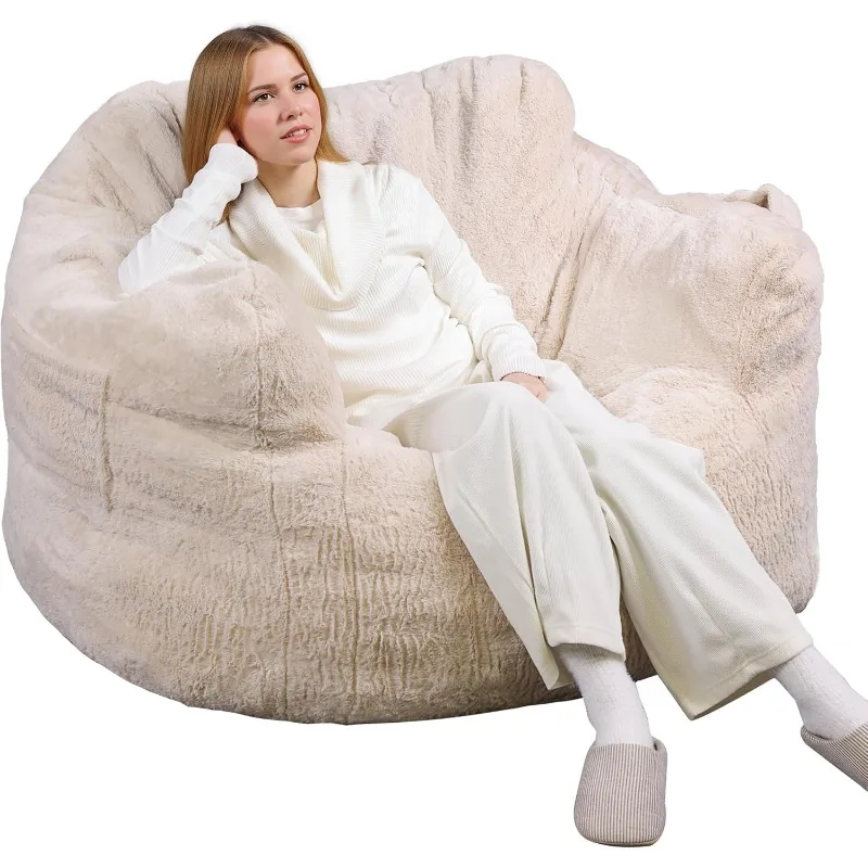 Giant Bean Bag Chair, Bean Bag Sofa with Armrests for Adults, Bean Bag Couch with High-Density Memory Foam for Livingroom,