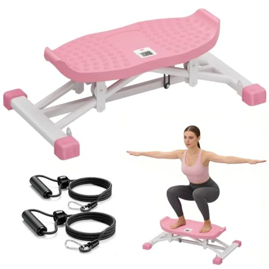 

DlandHome Balance Board Rock Stepper with 2 Resistance Bands LCD Monitor for Home Exercise Ski Simulation Trainer for Full Body