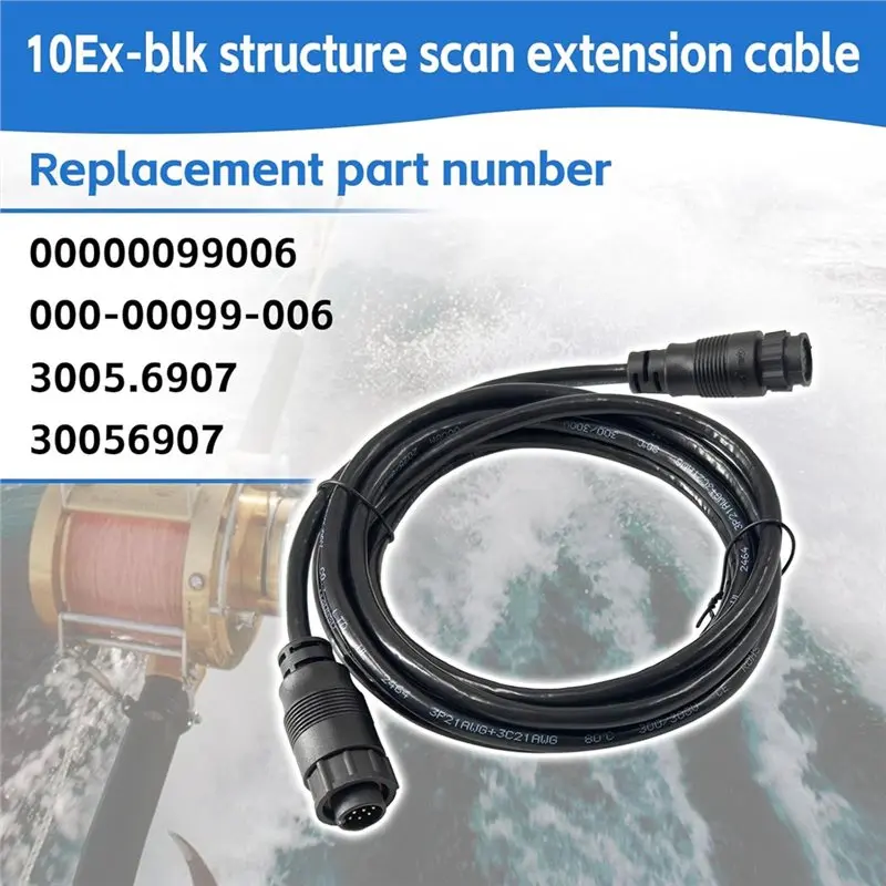 B04B-9 Pin 10Ft Extension Cable 000-00099-006 For Lowrance LSS-1 LSS-2 Structurescan Transducer