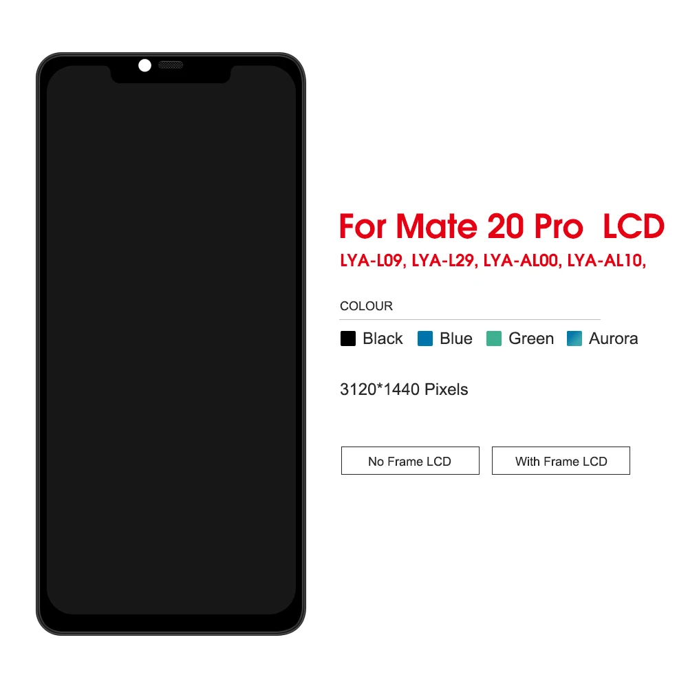 TFT For HUAWEI mate 20 pro L09 L29 AL00 LCD Display Touch Screen Digitizer Assembly Replacement For mate 20 pro Screen