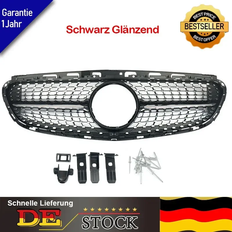 MagicKit DIAMOND E63 AMG LOOK Front Grille for Mercedes E class W212 2014  2015 2016 GLOSS BLACK