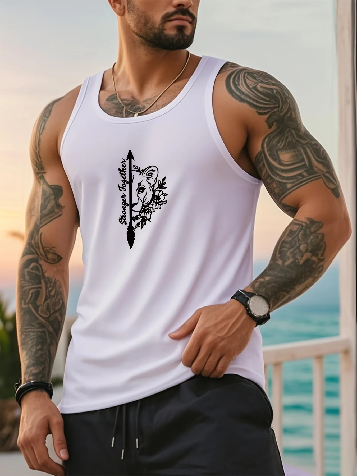 

Men's fitted sleeveless t-shirt - Perfect for skateboarding, fitness, and beach use, lightweight summer muscle shirt for men
