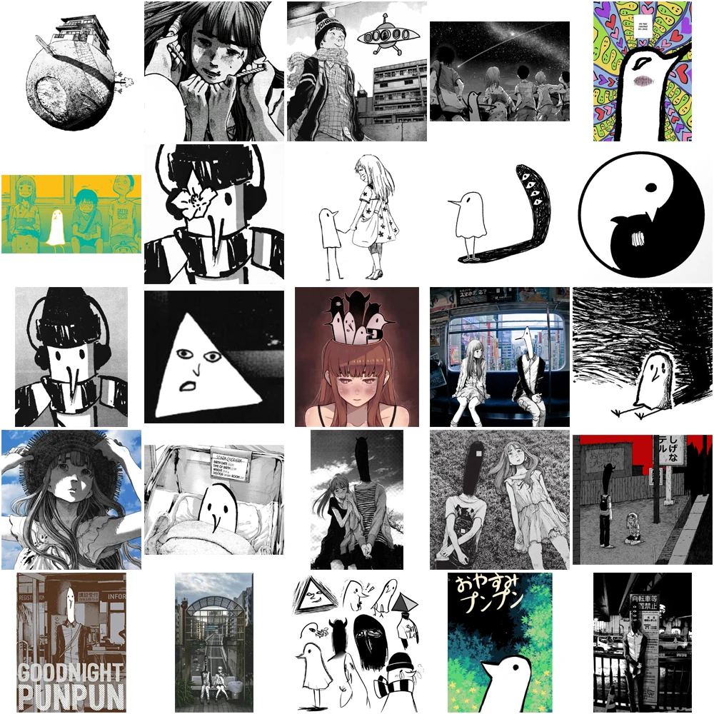 10/30/50 قطعة ليلة سعيدة Punpun Oyasumi Punpun ملصقات الكرتون مقاوم للماء الكتابة على الجدران شارات الفينيل لعبة الكمبيوتر المحمول هدايا الأطفال