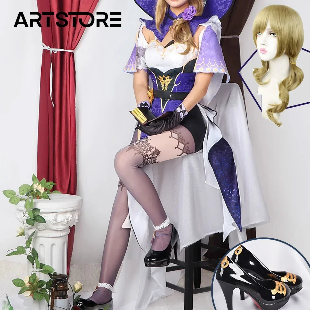 Lisa Cosplay Costume Genshinimpact Cosplay Witch Dress Uniform Wig Anime Game Lisa Minci Halloween Party Costumes for Women