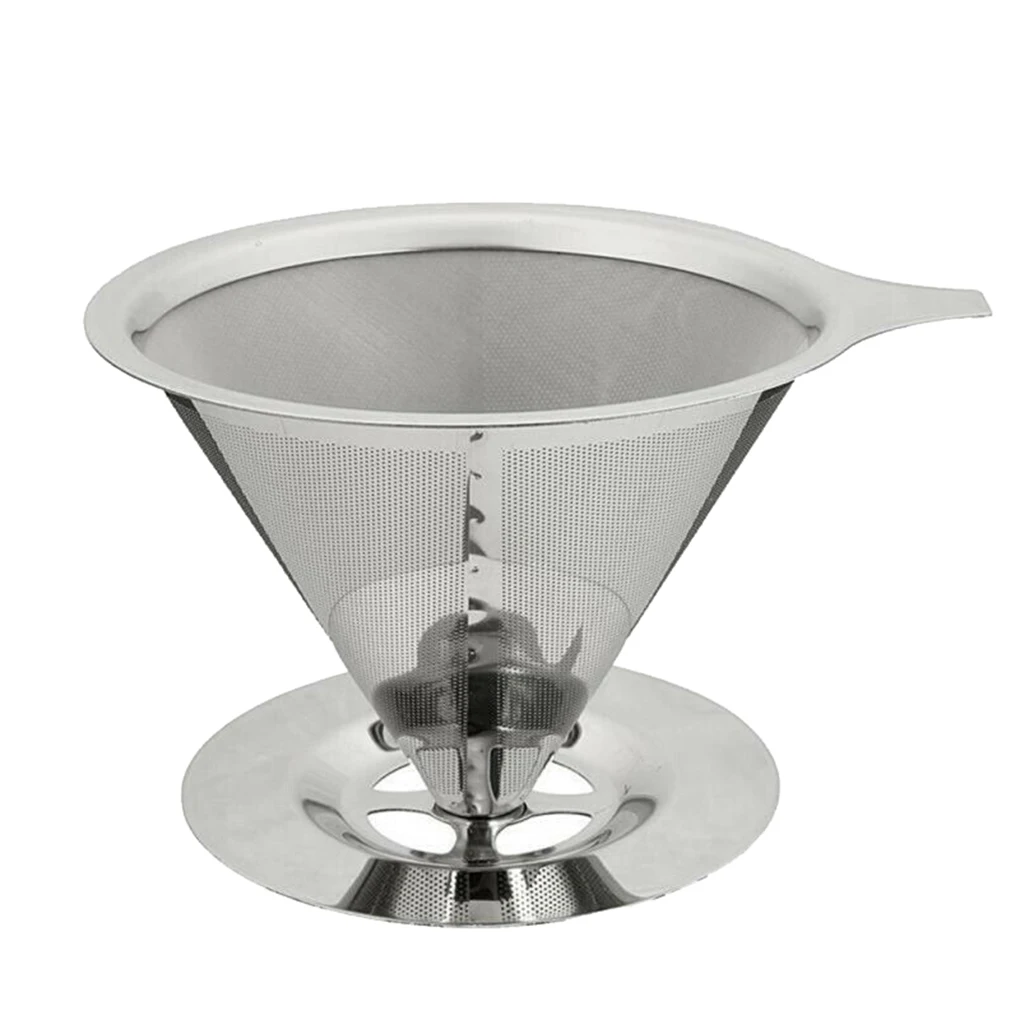 Pour Over Coffee Driper Double Layer Mesh Filter Cup Stainless Steel Coffee Tea Beverages Fine Mesh Strainer