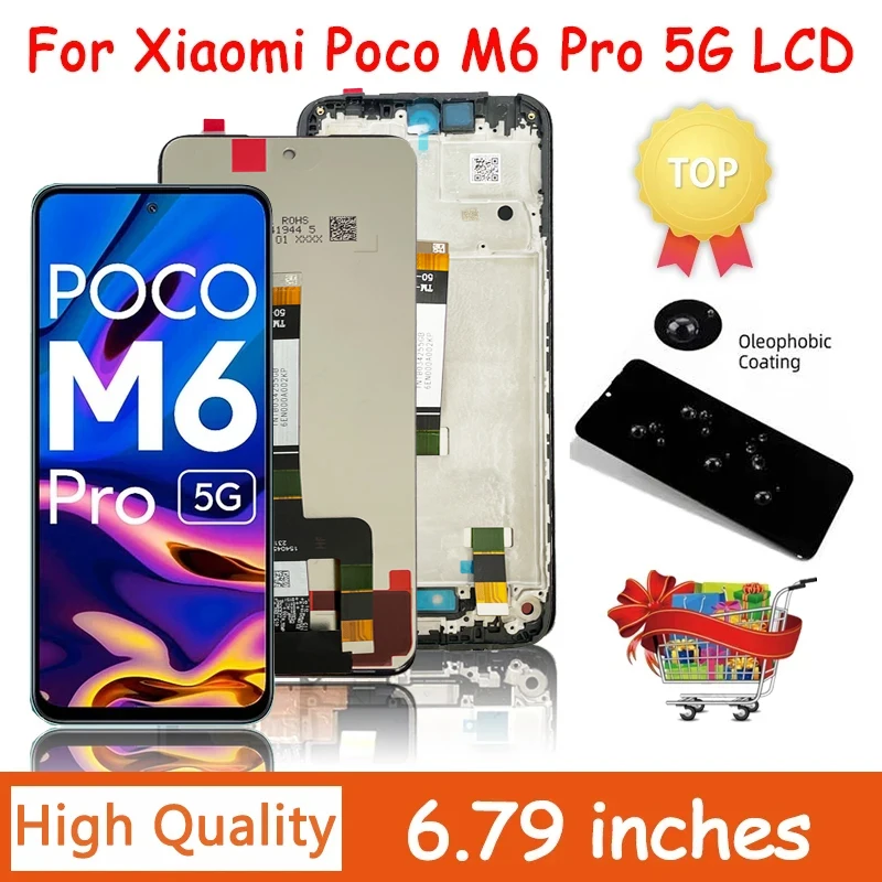 

Original 6.79"For Xiaomi Poco M6 Pro LCD Display Touch Screen Digitizer For Poco M6Pro 5G 23076PC4BI Screen Frame