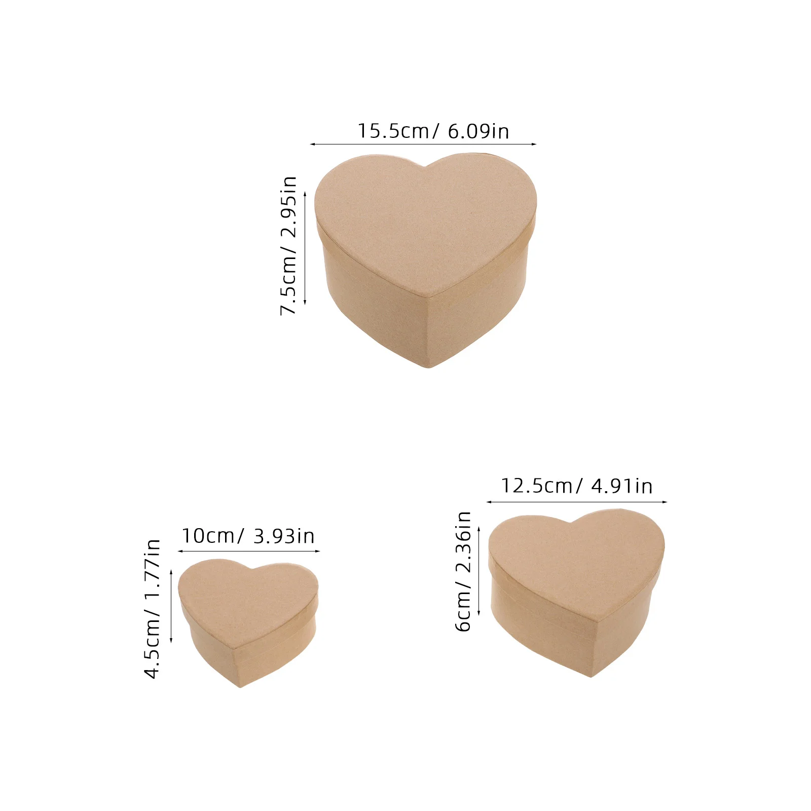 3pcs รูปหัวใจกล่องกระดาษกระดาษคราฟท์กระดาษแข็ง Candy Storage ของขวัญวันวาเลนไทน์กล่องบรรจุภัณฑ์ Nesting Home Decor