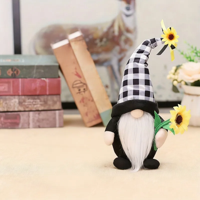 Handmade Stuffed Plush Sunflower Gnomes Indoor Decorations, Spring Summer Gnome Holiday Decorations B