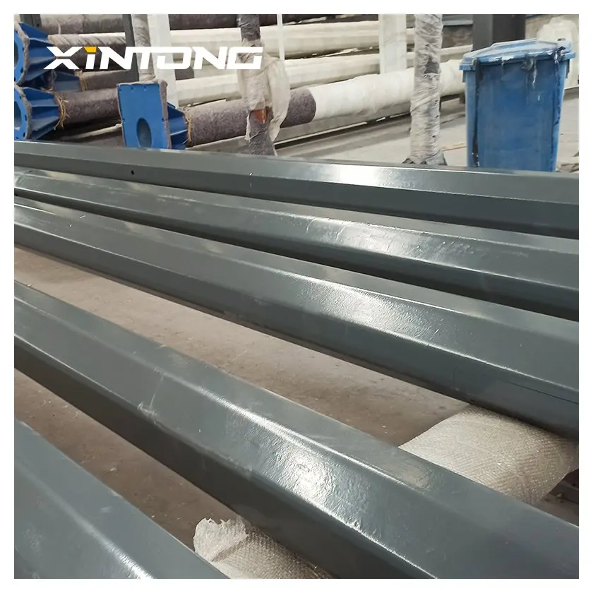 XINTONG Solar LED Galvanized Street Light Pole Conical Square Octagonal Lamp Post Galvanized Steel Street Light Poles