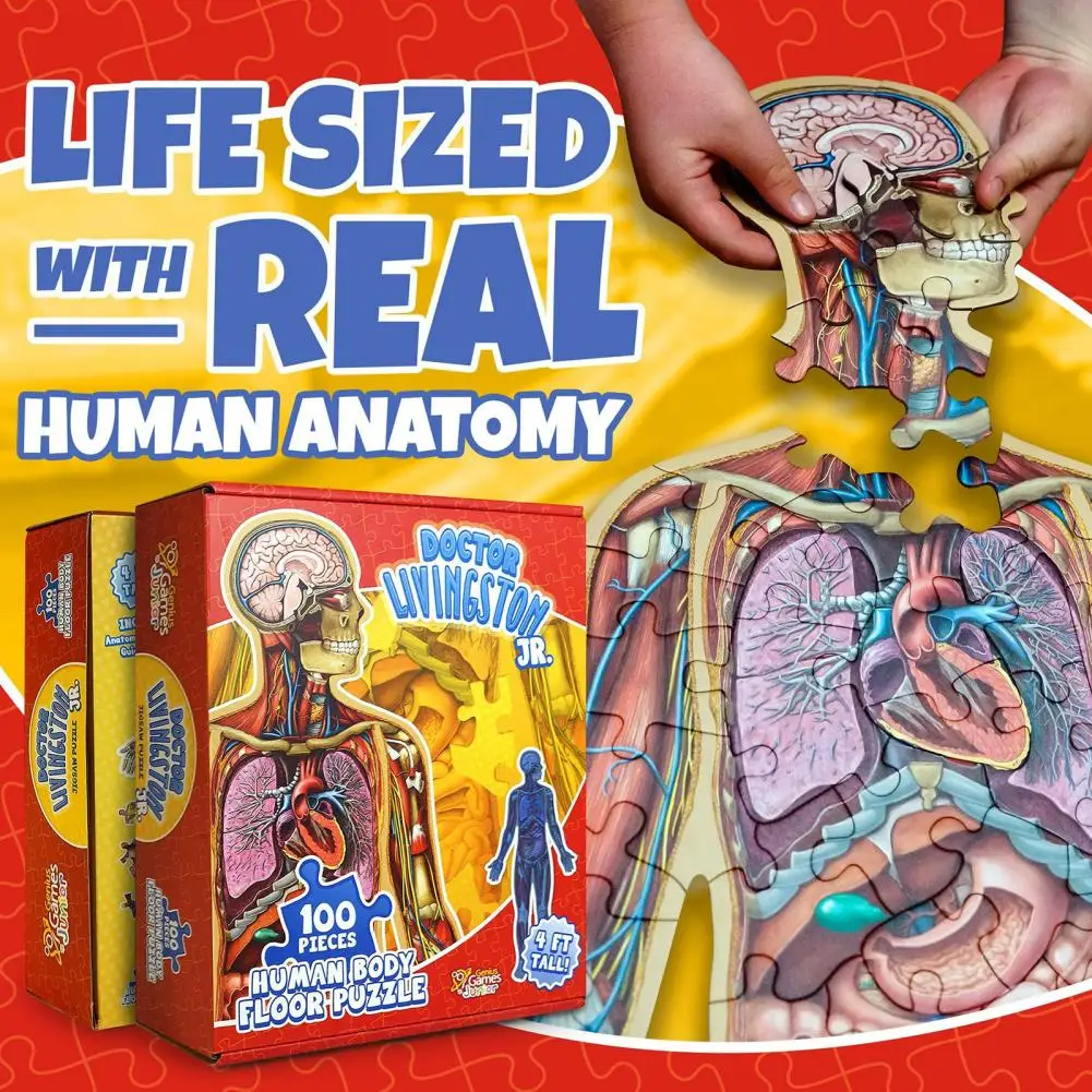 Puzzlespiel für menschliche Anatomie, pädagogisches Puzzleset für menschliche Anatomie für Kinder, 100-teiliges Bodenpuzzlespiel, medizinisch für Kleinkinder