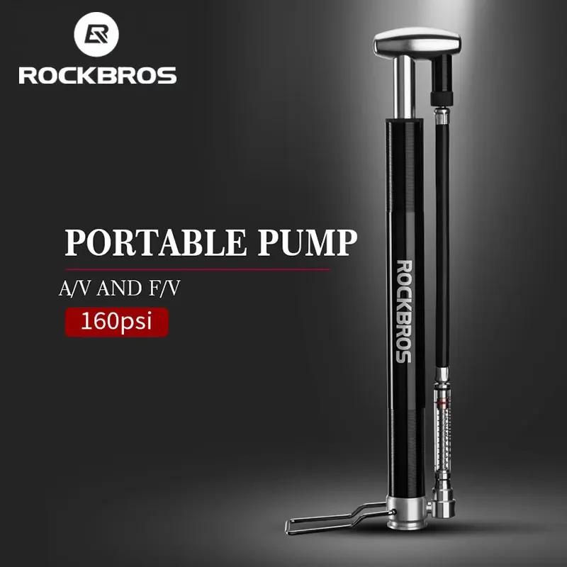 

ROCKBROS Bicycle Pump 160 PSI Cycling Pump Air Inflator Schrader & Presta Valve Road MTB Bike Tire Aluminum Alloy Bicycle Pump