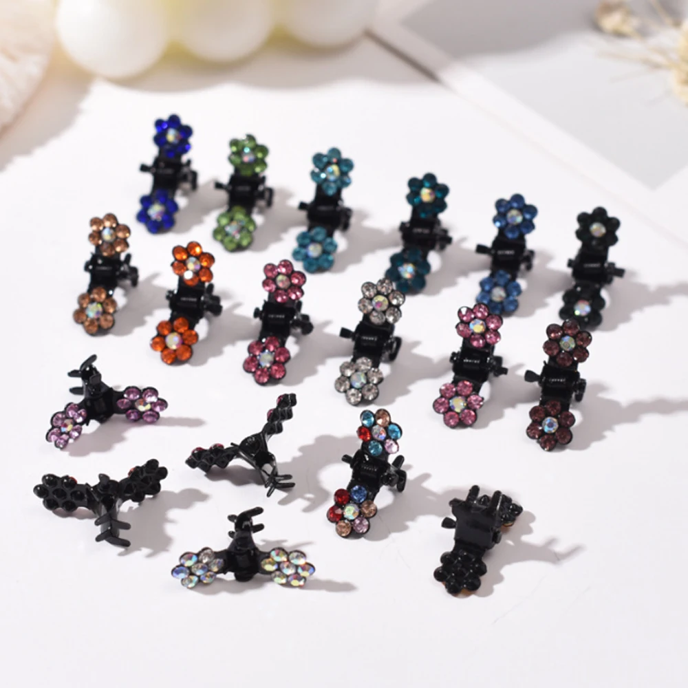 10/20PCS Set Flower Rhinestones Mini Hair Claws Kids Sweet Hairpins Children Fashion Hair Accessories Cute Hair Clip