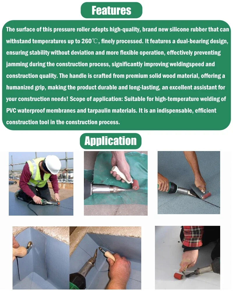 Herramienta de rodillo de latón/correa de silicona de 28-80mm para soldadura de pancartas de vinilo para techos de PVC/TPO/EPDM