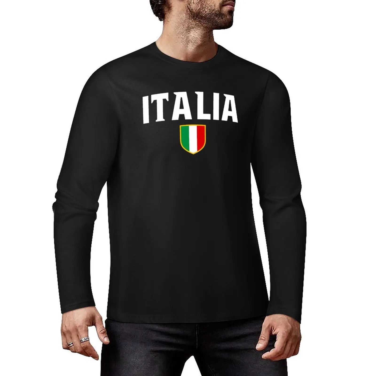 Italia Flag Emblem Long T-Shirt Tee shirt sports fan t-shirts funny t shirts mens champion t shirts