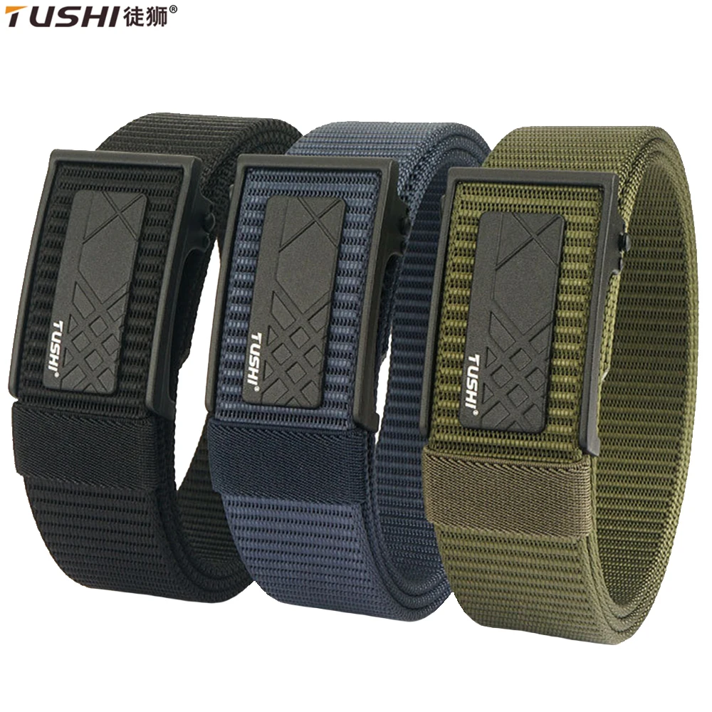 

TUSHI New Men Belt Alloy Metal Automatic Buckle for Men Durable Tactical Belt Cowboy Outdoor Army Belt Hunting Women Belt Jeans