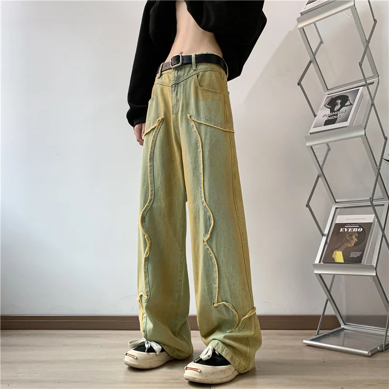 

2024 Men's Straight Jeans Casual Street Pants Vintage Denim Trousers Wide Leg Street Wear Fall/Winter Fashion Clothing P220