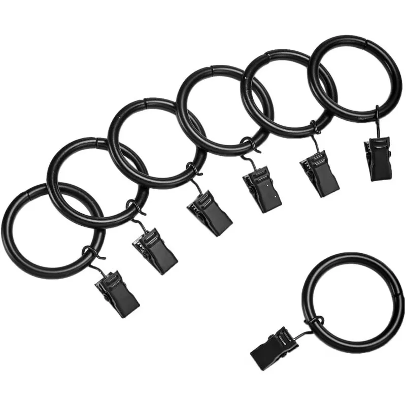 17 pcs 25mm Metal Curtain Hanger Rings, Bathroom Shower Panels, Easy Slide On Rod, Strong Clip Grip, Multipurpose view 3