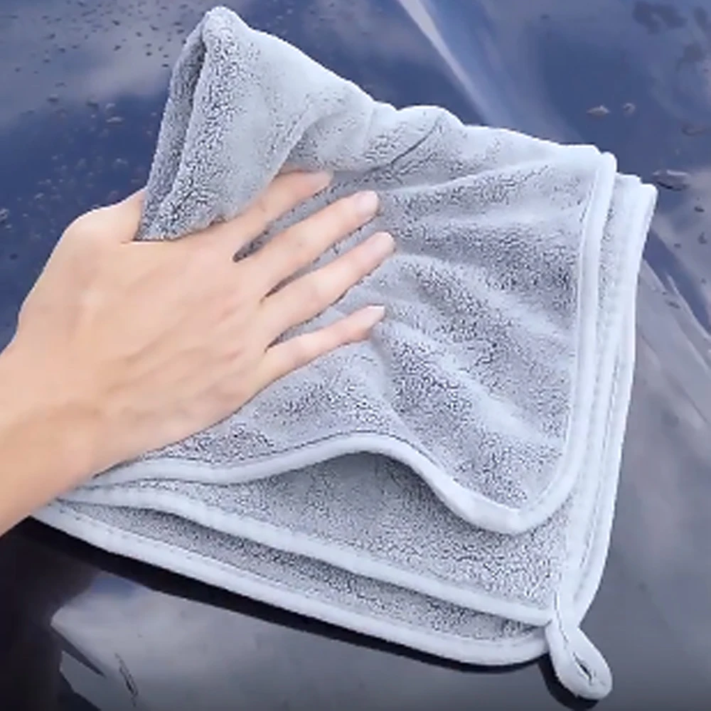 3/6Pcs Car Wash Towel Microfiber Coral Fleece Hemmed Towels 600GSM High Absorbent Ultra-Soft Car Drying Towels Cleaning Cloth