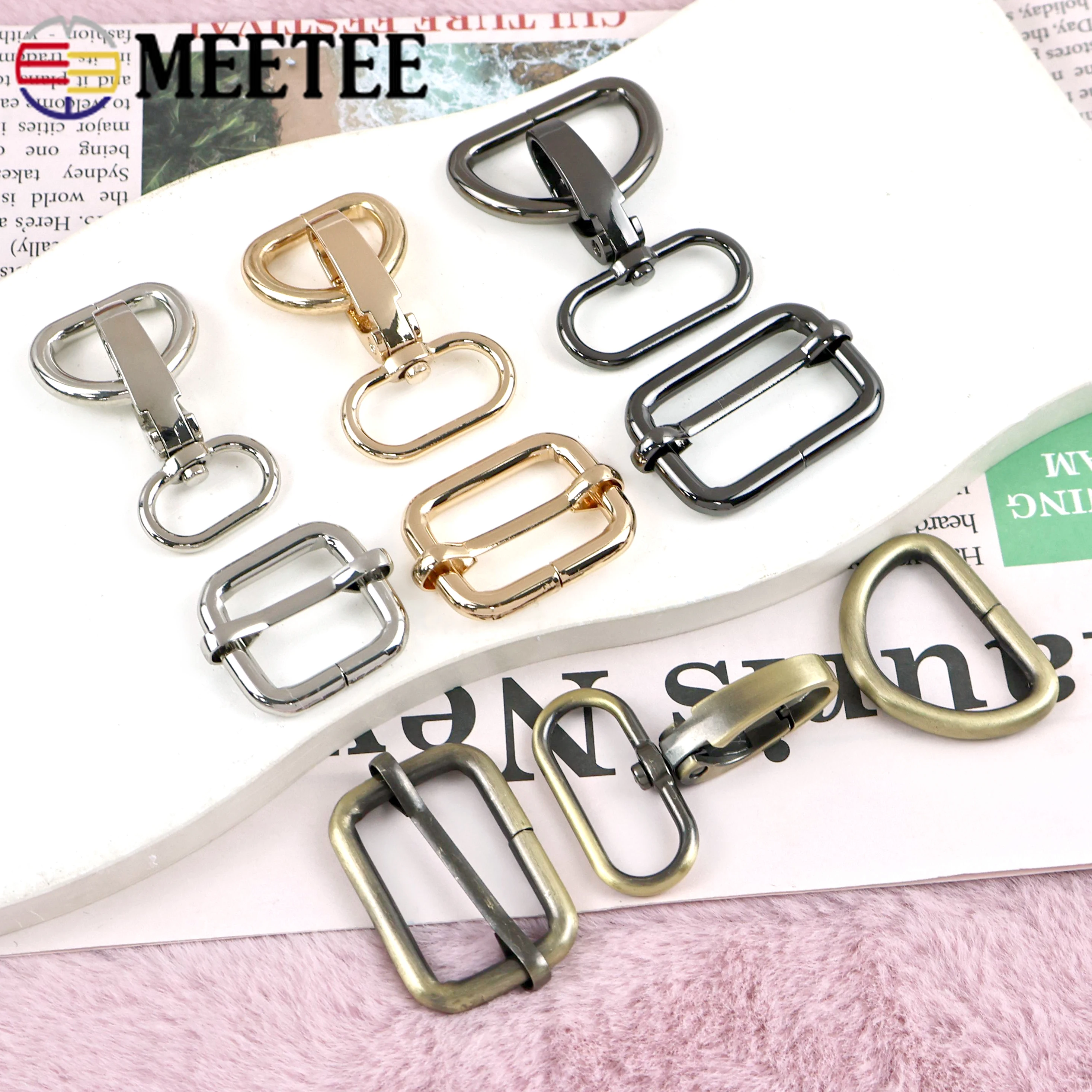 

5/10Sets 16-38mm D Ring Metal Buckles Swivel Lobster Clasp Pet Collar Tri Glide Slider Carabiner Clip Bags Hardware Accessories
