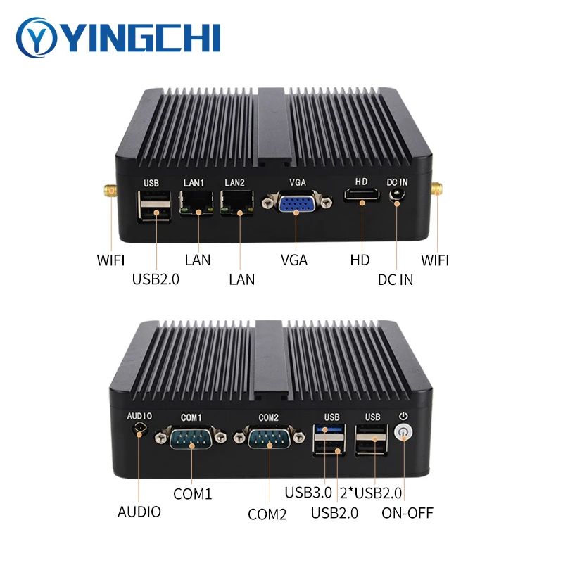 Imagem -02 - Yingchi-mini pc Intel Celeron N2830 J1800 J1900 J4125 Lan Duplo com Duplo Fanless Computador Industrial