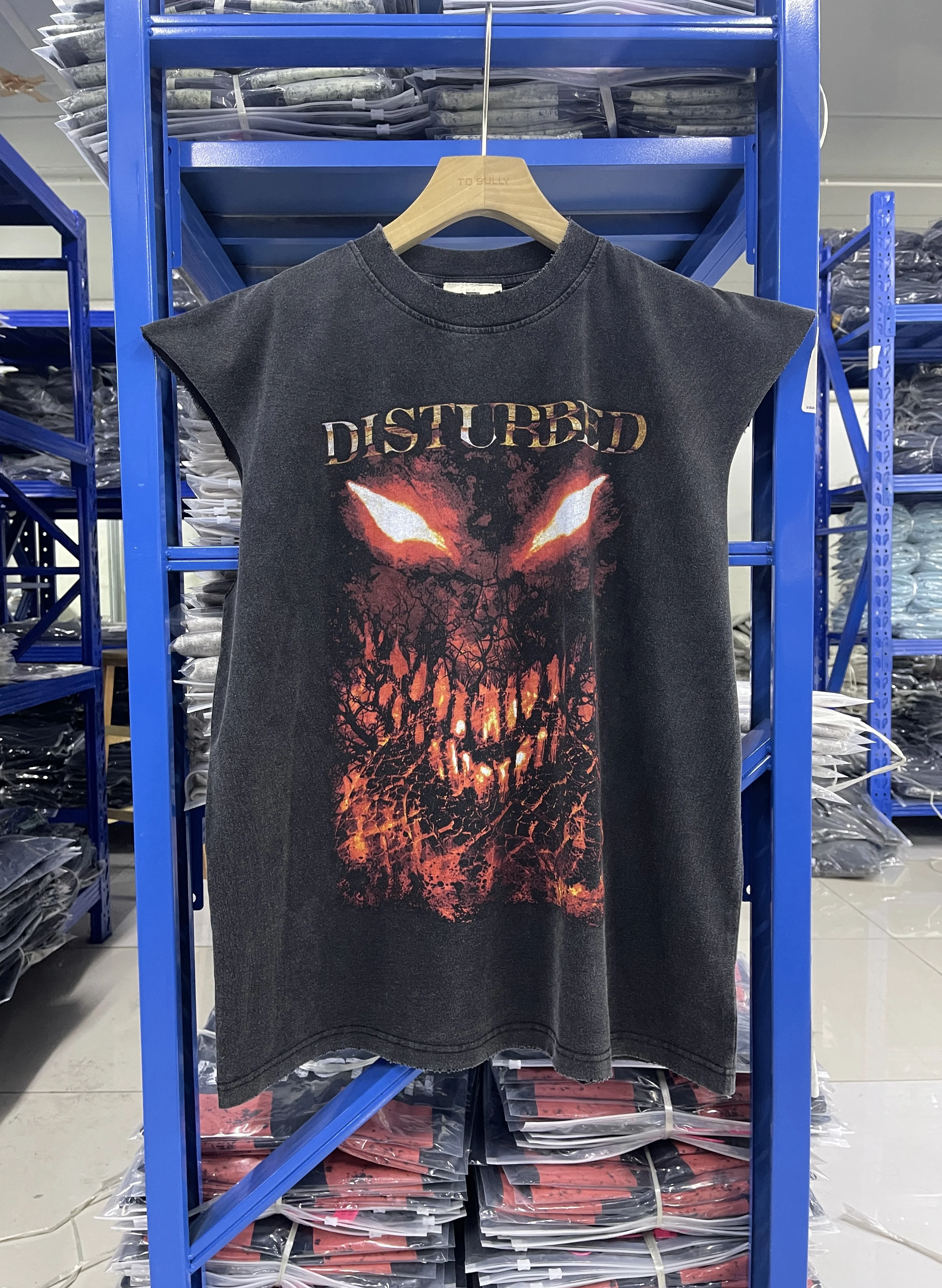 

Retro Vintage High Quality Band Printed Pattern Hip Hop Trendy Street Casual Loose Cotton T-shirt Washed Oversized Men Tank Top