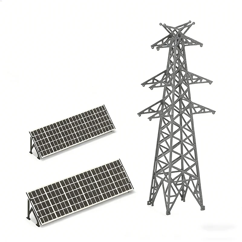 

3D Printed Miniature Electric Tower Solar Panel DIY Plastic Model Stickers Science Education Green Energy Project Kit