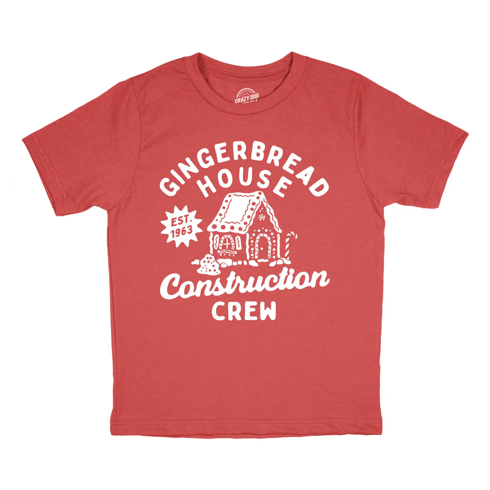 Youth Gingerbread House Construction Crew T Shirt Funny Xmas Treat Joke Tee For