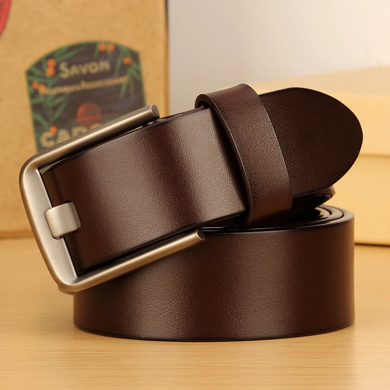 Cinture moda di alta qualità da 3.8CM per uomo cintura in vera pelle di mucca retrò cintura in pelle da uomo per Jeans colore nero e caffè