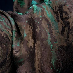 Brown Green River Ripple Pattern Three-dimensional Relief Texture Dress Autumn and Winter Coat Jacquard Designer Fabric