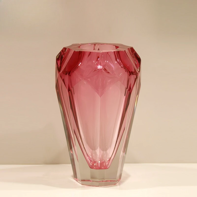 Modern light luxury creative crystal glass vase gradual change color section design vase home decoration ornament
