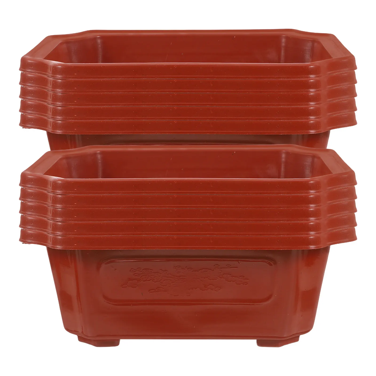 16Pcs Rectangular Bonsai Pot Vintage Atmosphere Wide Shallow Plastic Planter with Drainage for Bonsai Training Flower-Growing