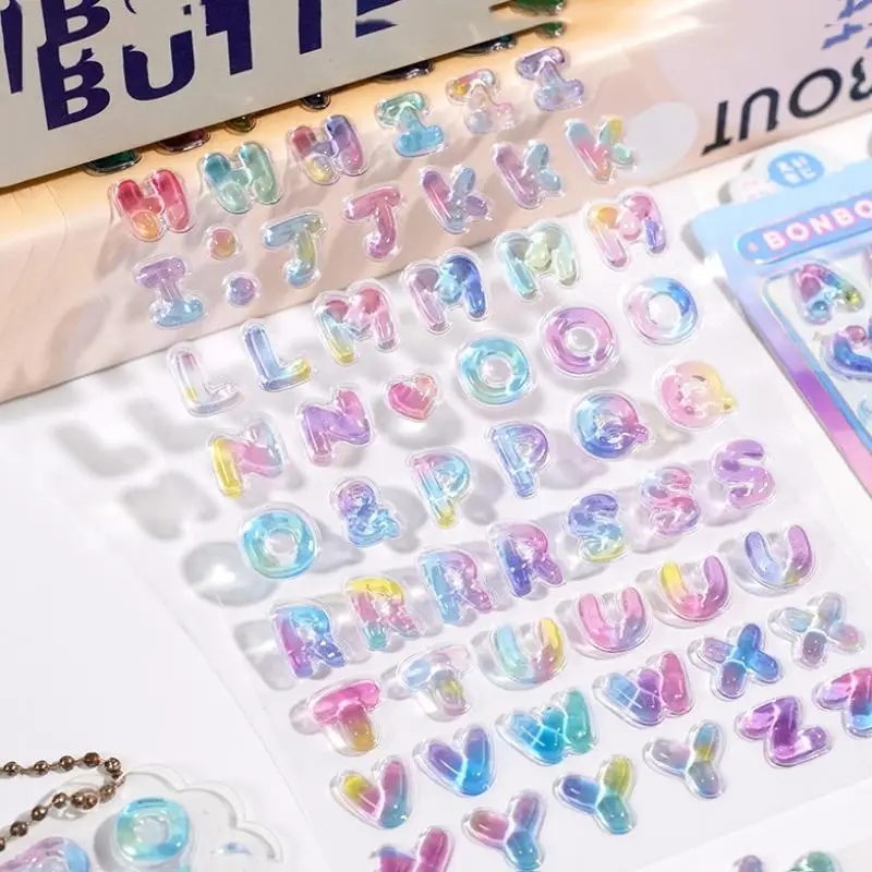 Colorful 3D Cartoon Alphabet Relief Sticker Scrapbooking Journal Planner Photo DIY Decorations Sticker Stationery Supplies
