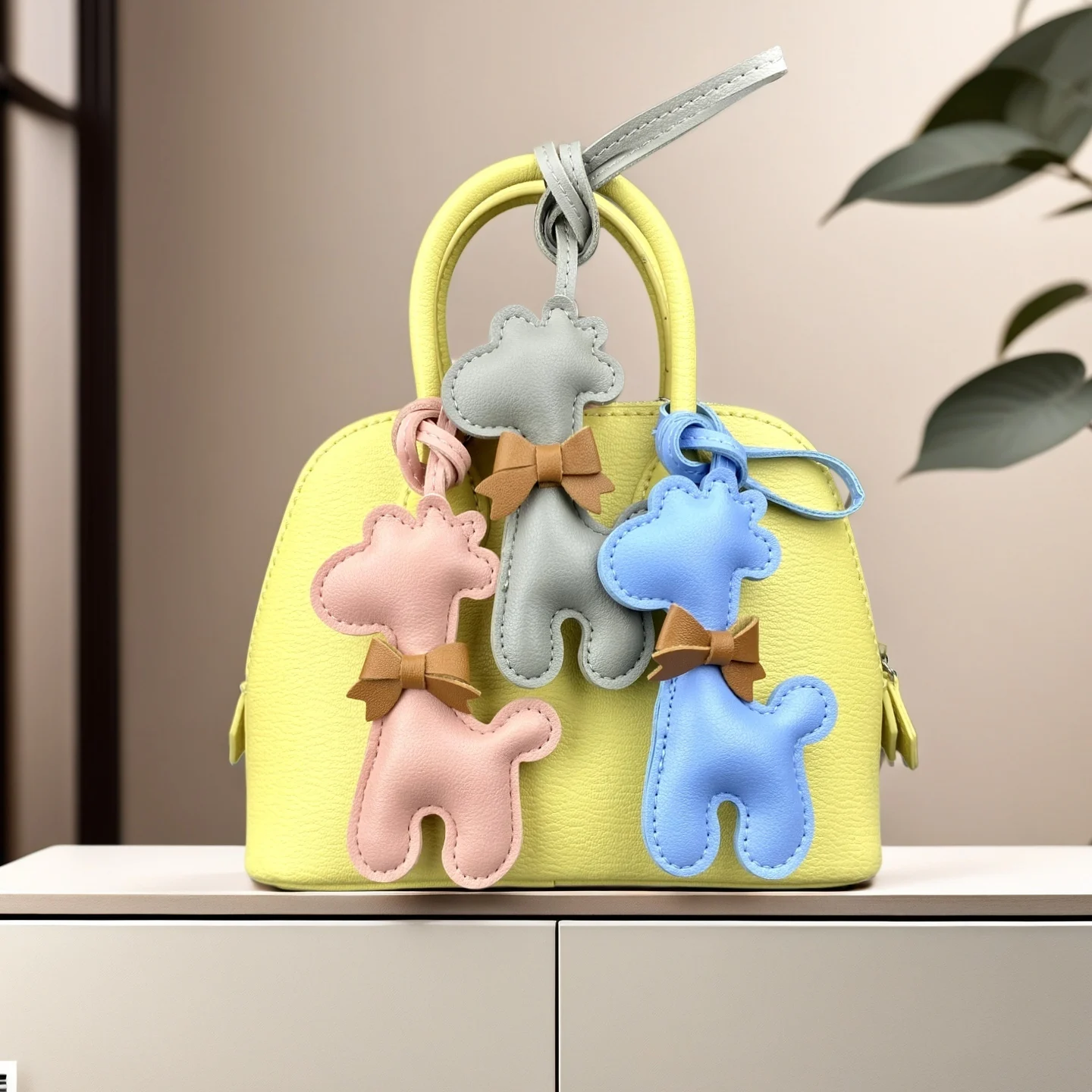Vibrant 10-Color Giraffe Leather Keychain Set – Adorable Bag Accessory-Car/Room/Handbag Decoration-Gift For Friends/Kid-Handmade