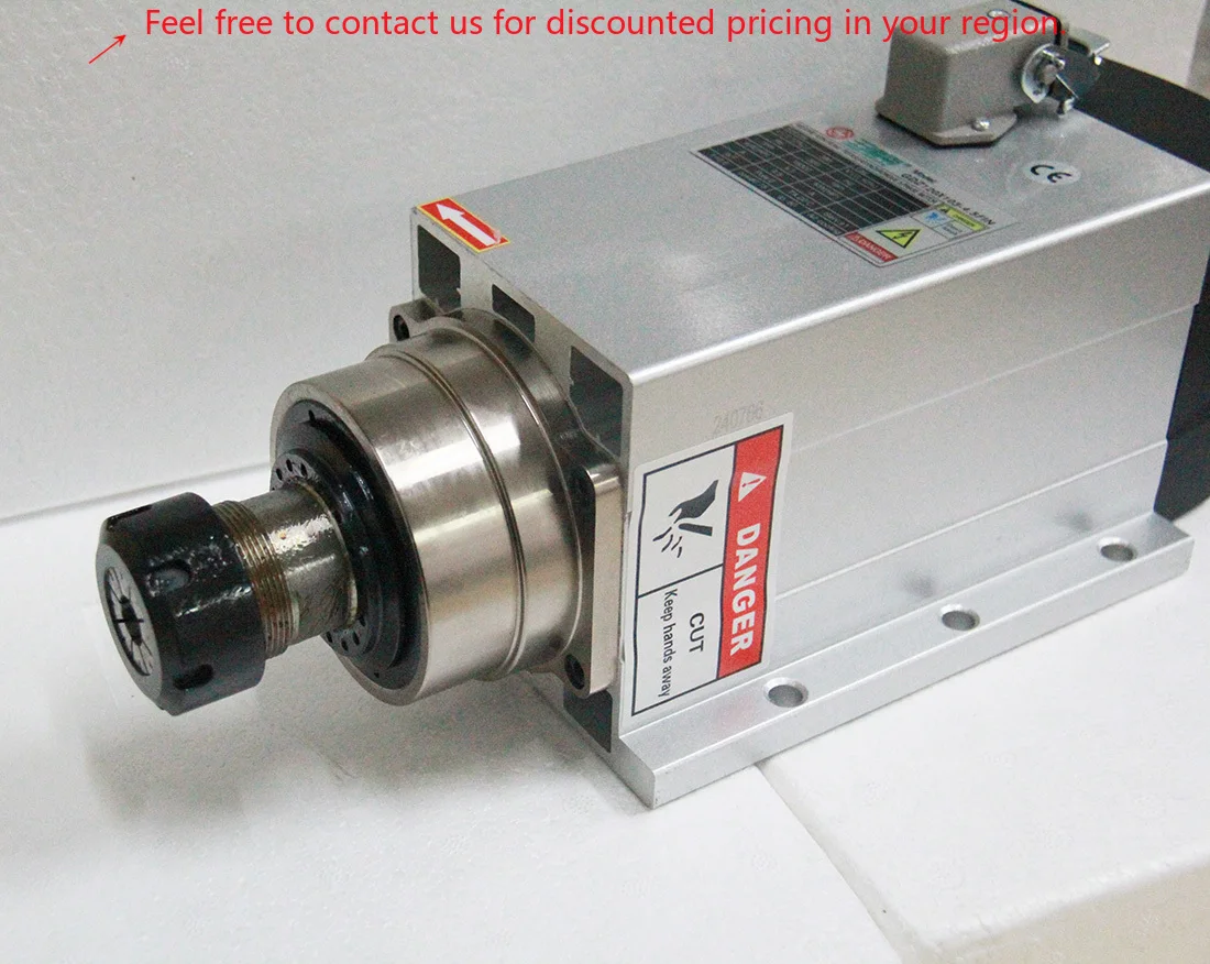 

High Speed 4.5kw 18000rpm CNC Spindle New Condition Woodworking Square Air Cooled Spindle Motor