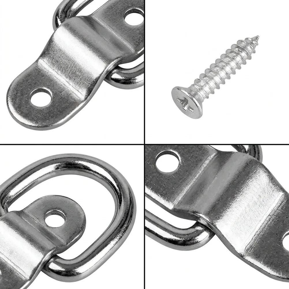 Stainless Steel D Ring Lashing Eyelets 4PCS for Trailers Boats SUVs Cars Trucks and Outdoor Equipment Attachment Points