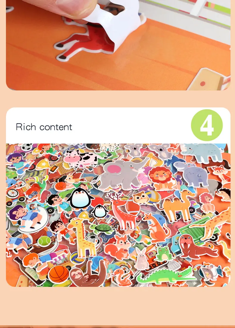 Kinder DIY Aufkleber Buch Blase Szene Aufkleber Gelee Paste Spielzeug Kinder Tragbare Wiederverwendbare Ruhig Beschäftigt Paste EIN Buch – Detail 11