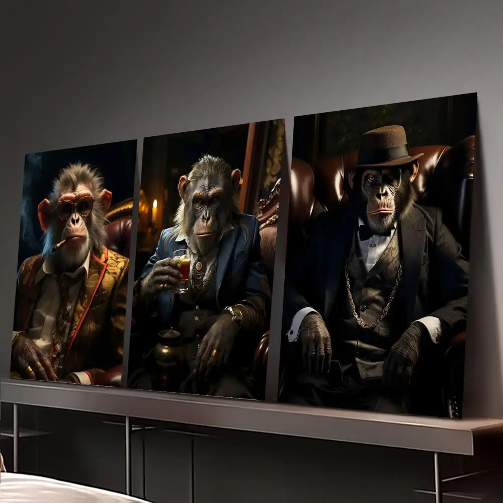 Steampunk Monkey Painting Calligraphy Canvas Painting Art for Bedroom Living Room Home Decor Wall Decoration Decals Gift